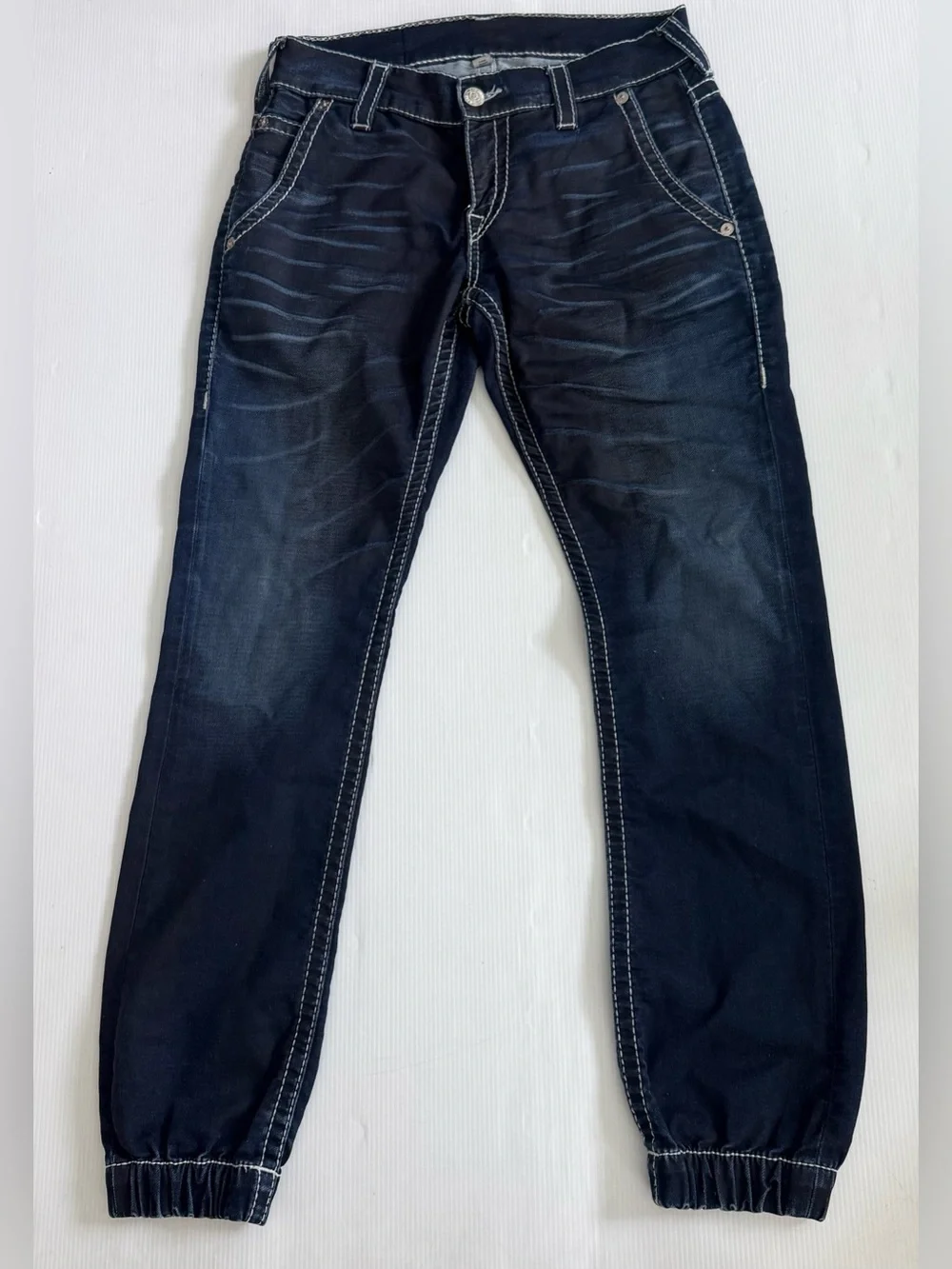 True Religion Big T Jogger Jeans Mens 30x30 Blue Streetwear Tapered Denim